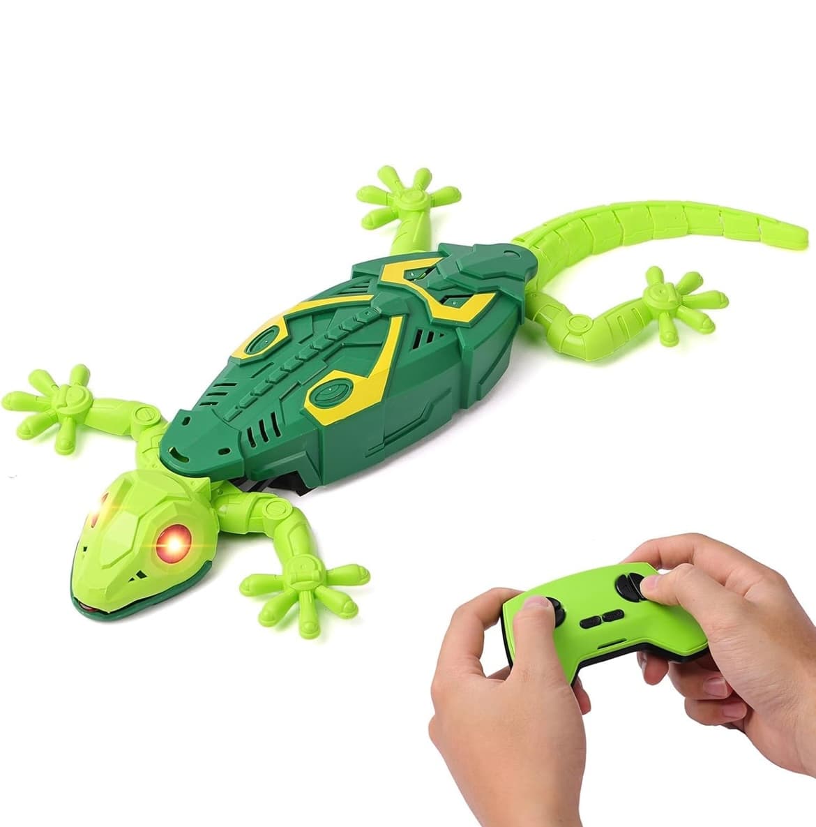 Wall Climbing Lizard Toy Remote Control with LED Eyes | Rechargeable RC Wall Crawler Gecko | Climbs Walls, Ceiling & Floors | 360° Rotation, Robot Lizard