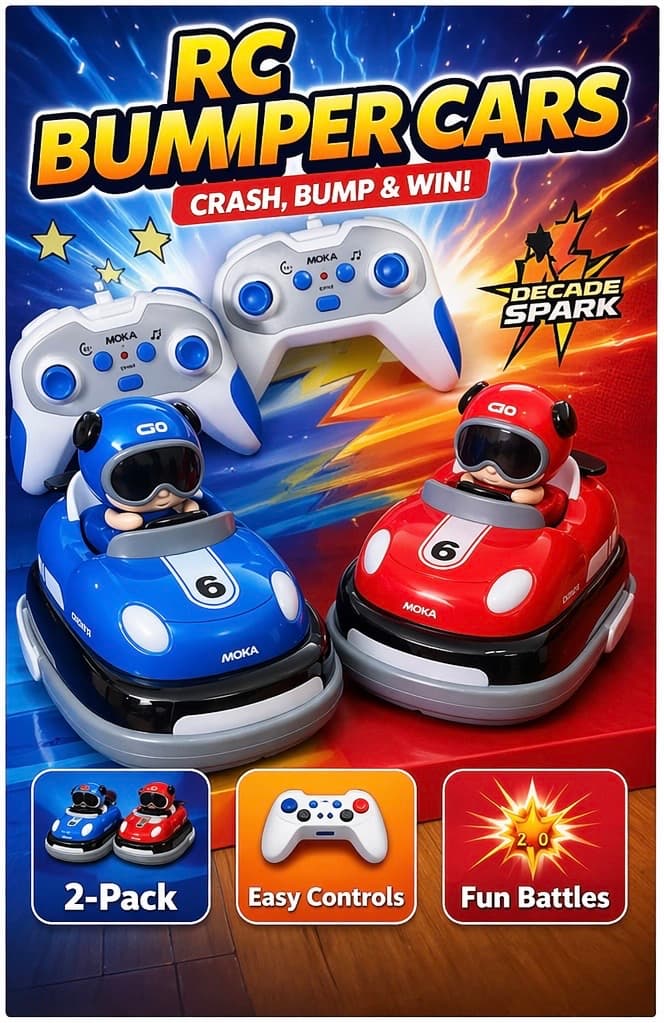 RC Bumper car | 2-Pack RC Bumper Cars for Kids with Remote Control, LED Lights, 360° Spin Action, Rechargeable Battle Cars